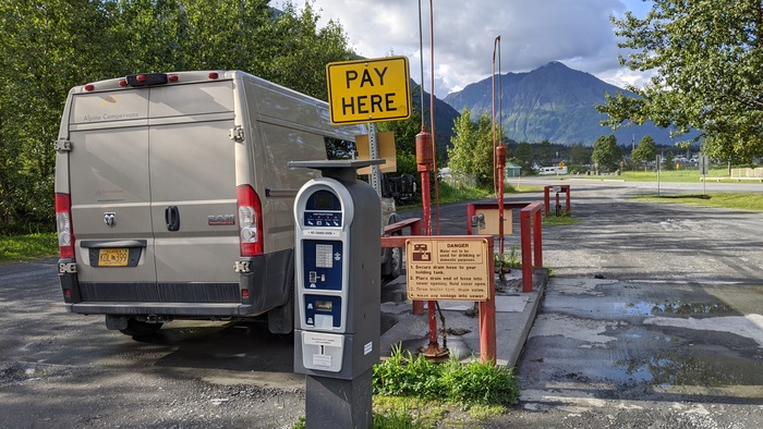 Van at the dump station in Seward